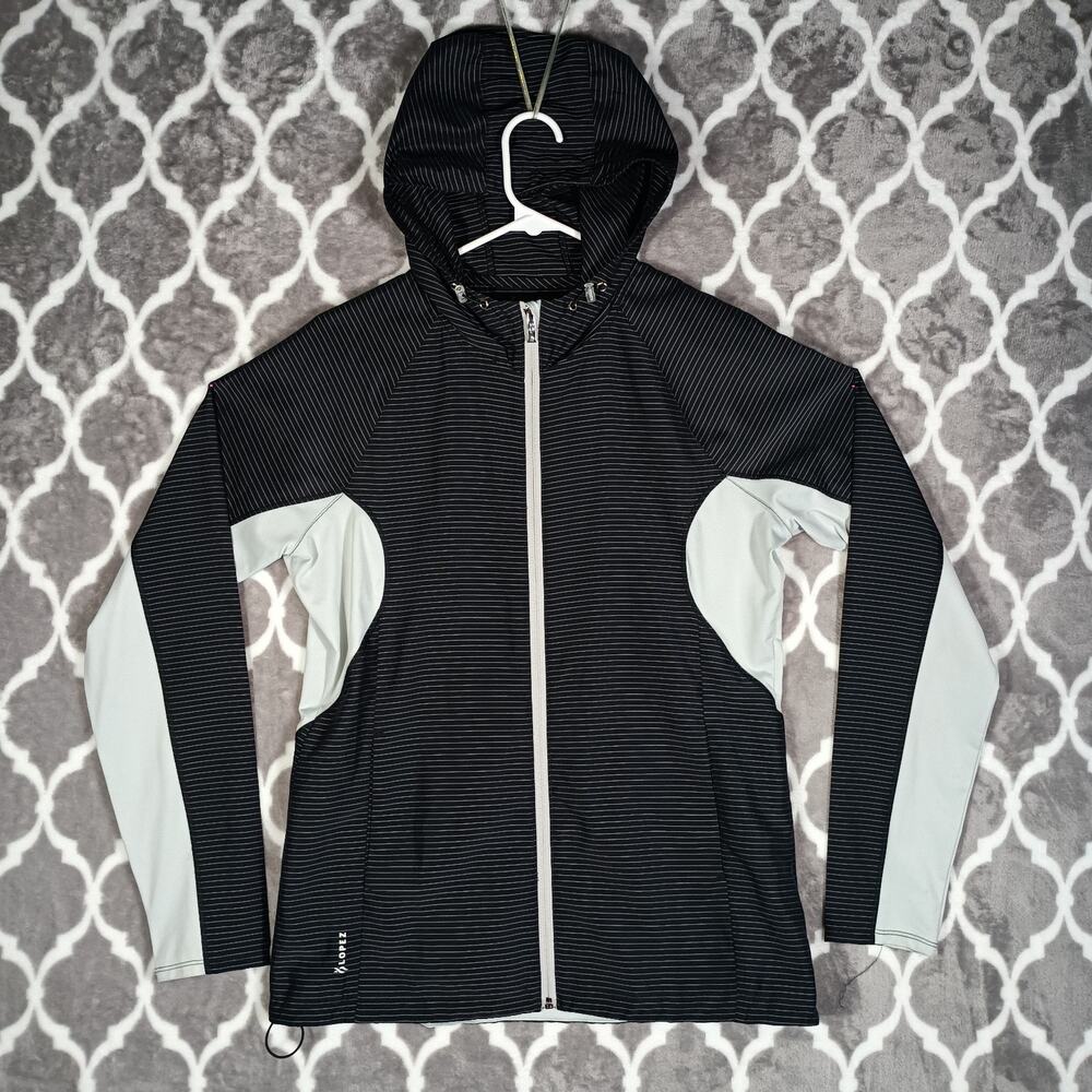 Nancy Lopez Golf Jacket Women Medium Black Hooded Lightweight Performance
